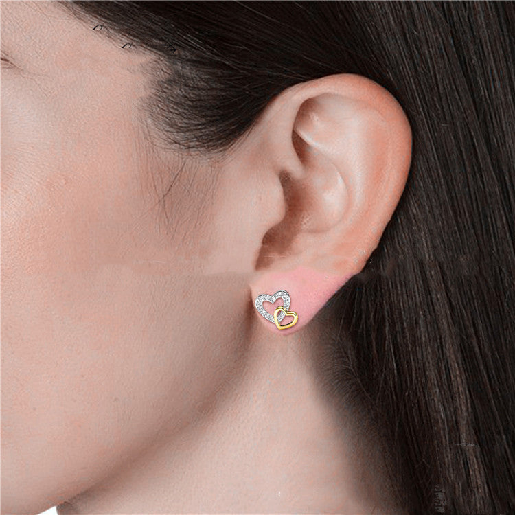 Daisy Heart-Shaped Earrings with Swarovski Crystal