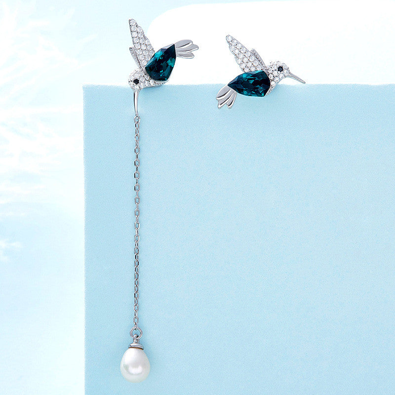 Silver Swarovski Feather Drops