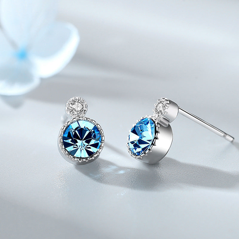 S925 Silver Stud Earrings with Swarovski Crystals