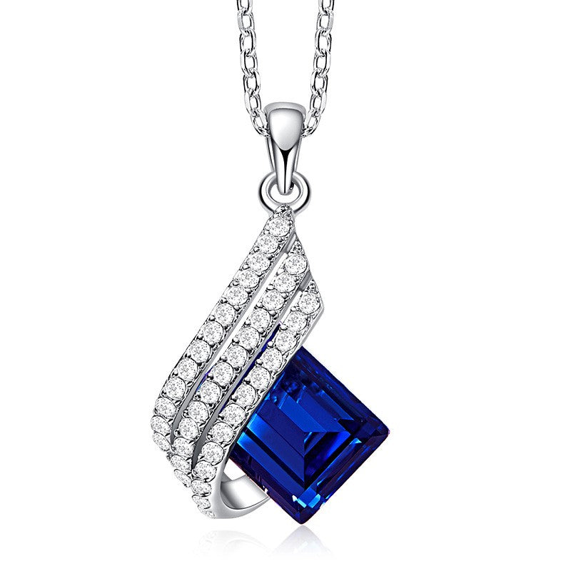 S925 Silver Necklace with Crystal Pendant for Women