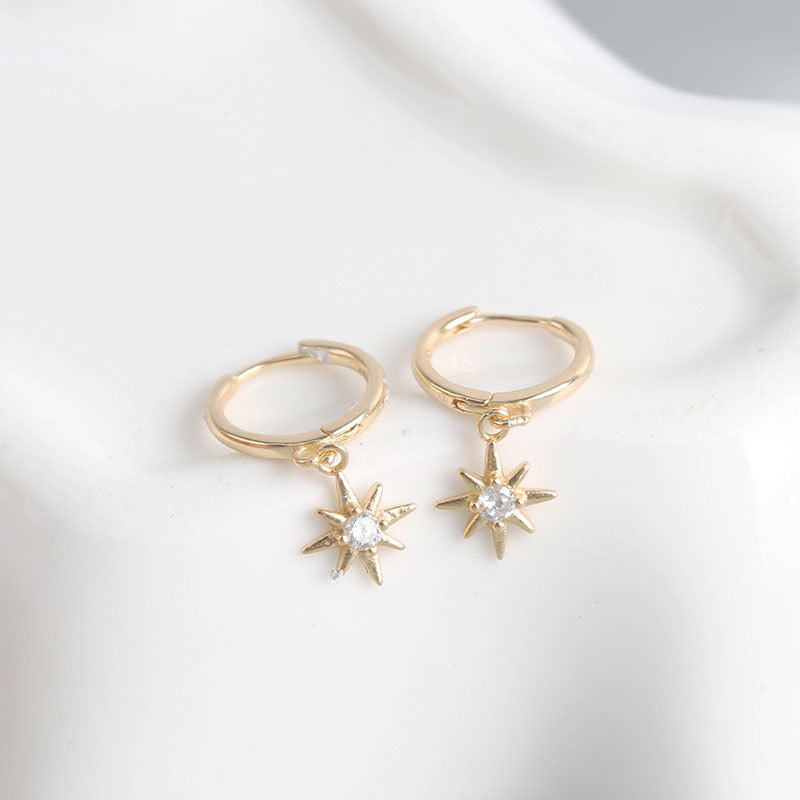 Sterling Silver Star Earrings - Minimalist Design S925