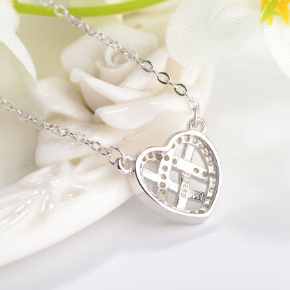 S925 Silver Heart Pendant Crystal Necklace