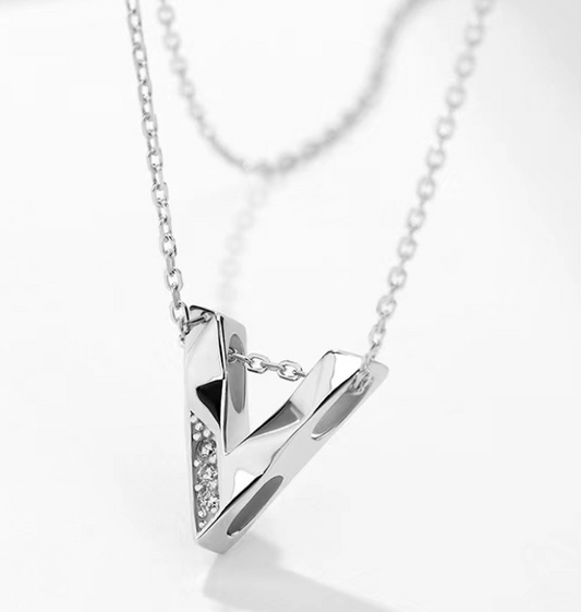 Geometric Triangle Necklace and Choker Chain