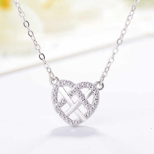 S925 Silver Heart Pendant Crystal Necklace