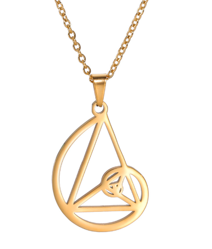 Geometric Triangle and Spiral Necklace with Fibonacci Pendant