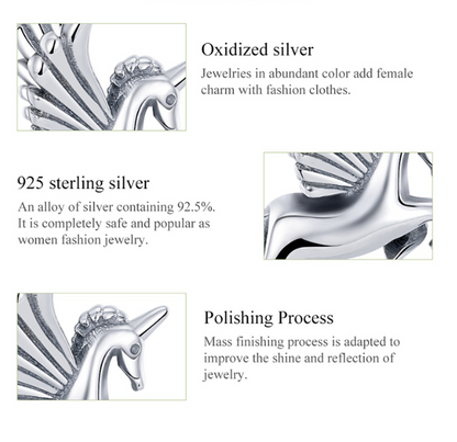 S925 Silver DIY Beads Unicorn Pendant SCC704