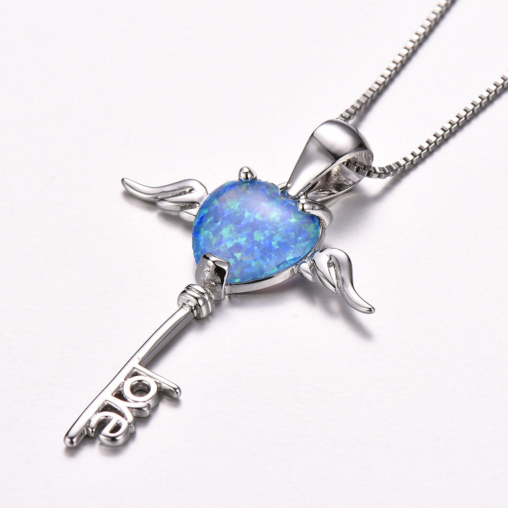 S925 Sterling Silver Angel Necklace with Swarovski Crystals