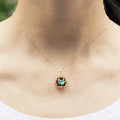S925 Silver 14K Gold Crystal Pendant Necklace for Women