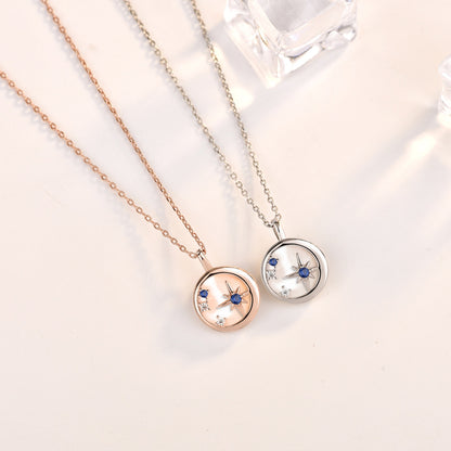 S925 Silver Natural Mother-of-Pearl Star Moon Necklace