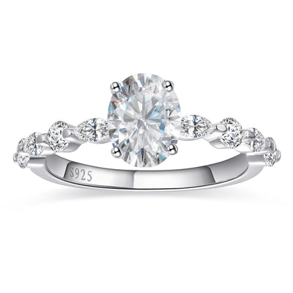 BONLAVIEGEM Oval Engagement Ring for Women 925 Sterling Silver Wedding Ring for Women Oval Ring for Women Sterling Silver Cubic Zirconia Engagement Rings Size 8