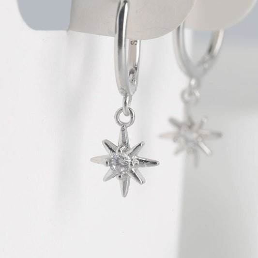 Sterling Silver Star Earrings - Minimalist Design S925