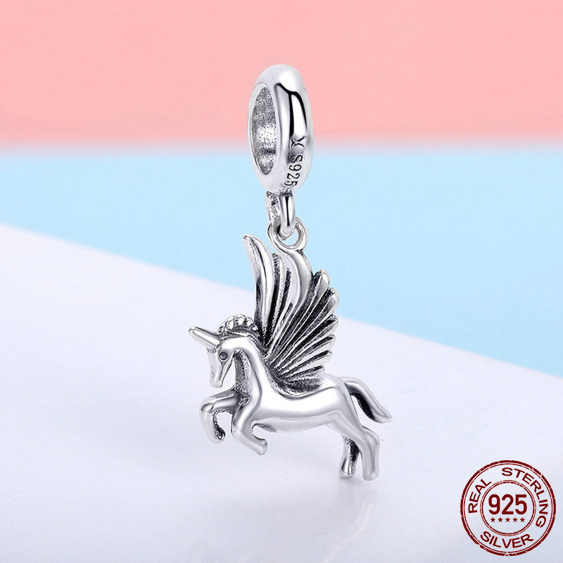 S925 Silver DIY Beads Unicorn Pendant SCC704