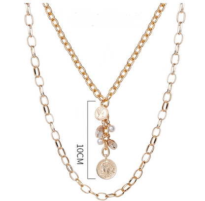 Men's Layered Necklace with Shells and Pearls