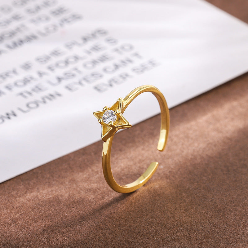 S925 Silver Star Ring for Women - Minimalist Design