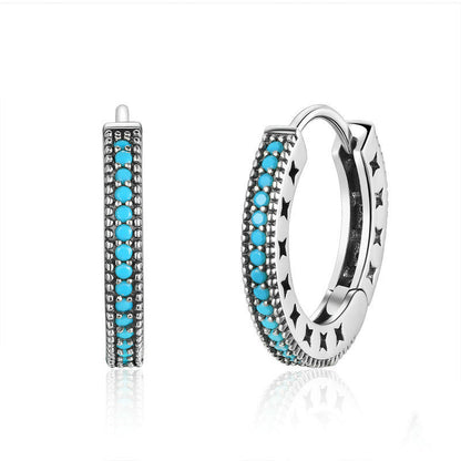 Fashionable Minimalist S925 Silver Earrings in Blue