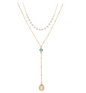 Metal Layered Necklace with Roman Pendant and Pearls