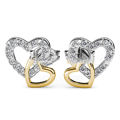 Daisy Heart-Shaped Earrings with Swarovski Crystal