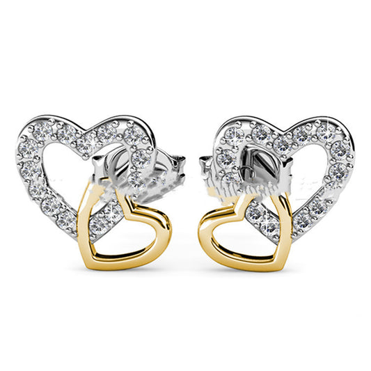 Daisy Heart-Shaped Earrings with Swarovski Crystal