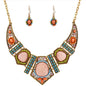 Colorful Geometric Resin Diamond Necklace and Earring Set
