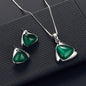 Geometric Triangle Cat Eye Necklace and Earring Set