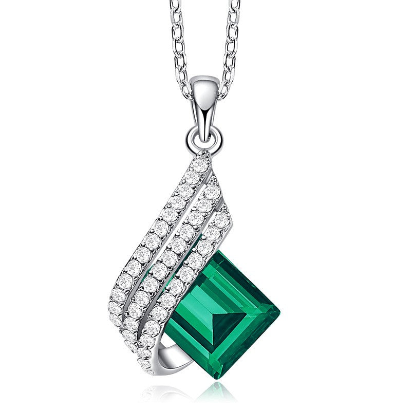 S925 Silver Necklace with Crystal Pendant for Women