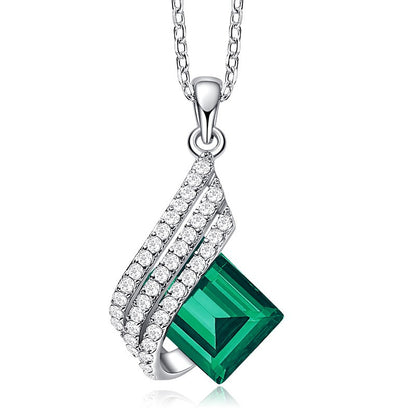 S925 Silver Necklace with Crystal Pendant for Women