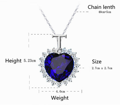 Ocean Star Heart-shaped Crystal Pendant Necklace