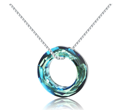 S925 Silver Necklace with Colorful Austrian Crystal Pendant