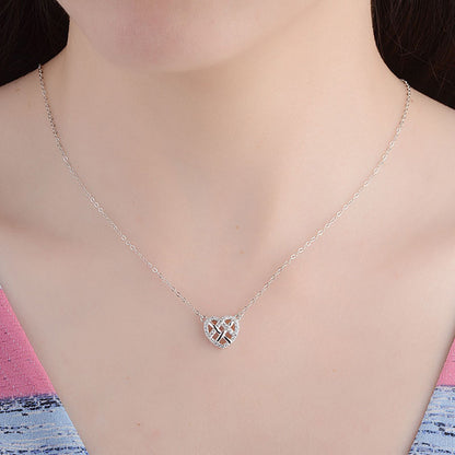 S925 Silver Heart Pendant Crystal Necklace