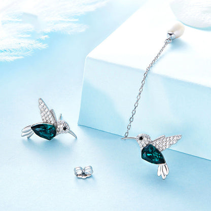 Silver Swarovski Feather Drops