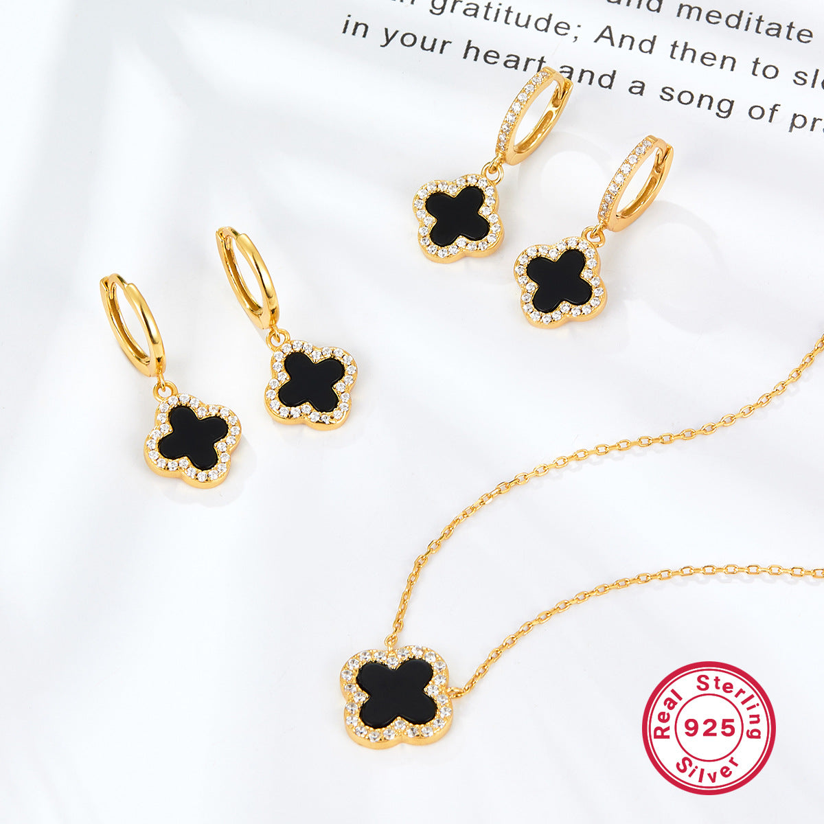 S925 Silver Jewelry Set with Natural Mother-of-Pearl