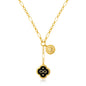 Black Leaf Infinity Pendant Necklace Paperclip Chain Necklace