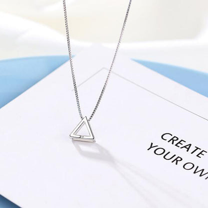 925 Silver Necklace with Geometric Triangle Pendant