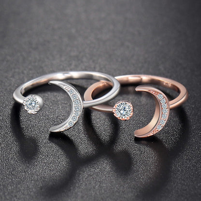 Star and Moon Ring in 925 Silver