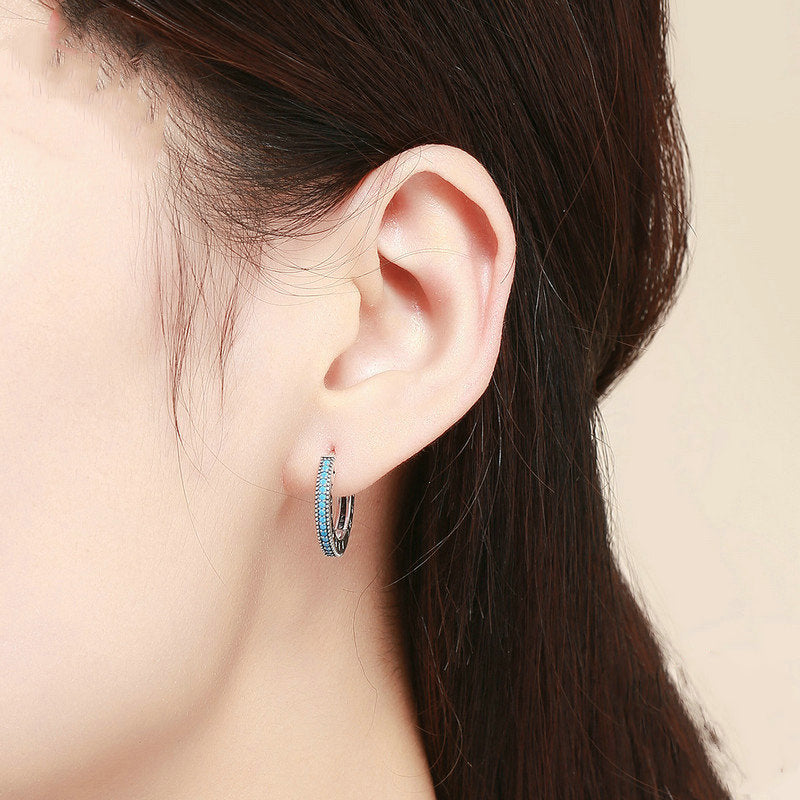 Fashionable Minimalist S925 Silver Earrings in Blue