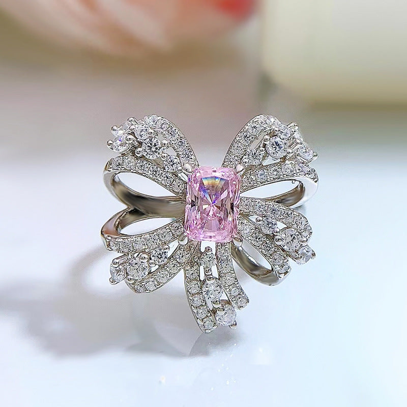 High Carbon Diamond Vintage Surround Bow Simulation Ring