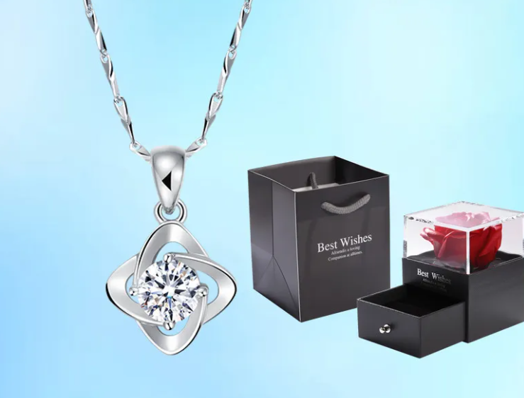 Silver Necklace, white, Blue colors
