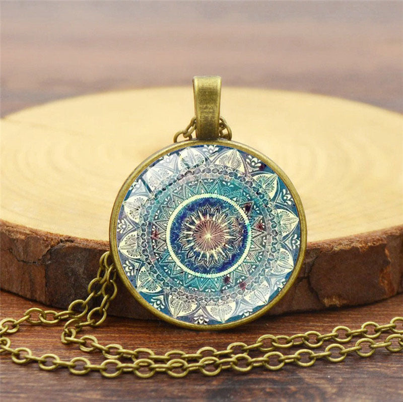 Mandala Yoga Gemstone Necklace and Earring Set