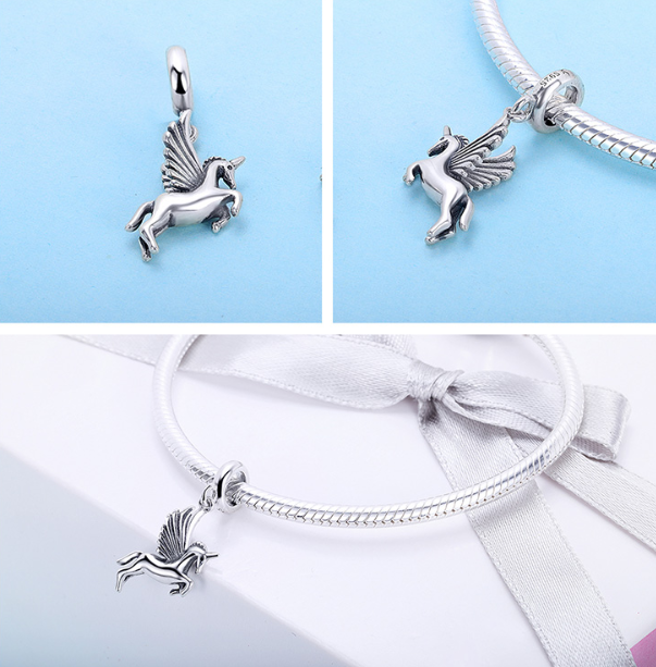 S925 Silver DIY Beads Unicorn Pendant SCC704