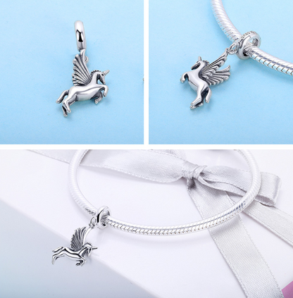 S925 Silver DIY Beads Unicorn Pendant SCC704