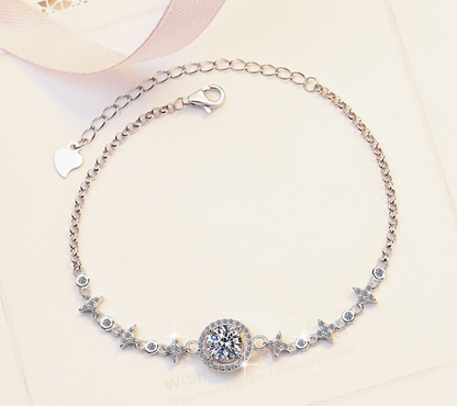 S925 Sterling Silver Starry Bracelet with Adjustable Beads