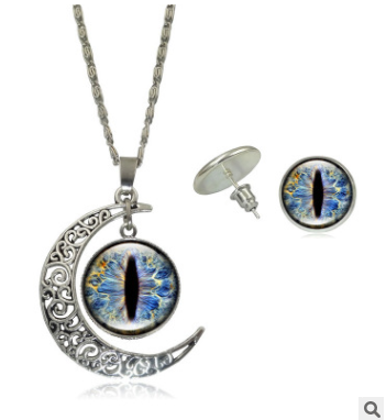 Colorful Eye Series Gemstone Necklace and Earring Set