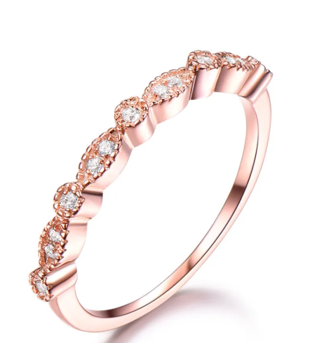 925 Sterling Silver Simple Silver Diamond Fashion Ring