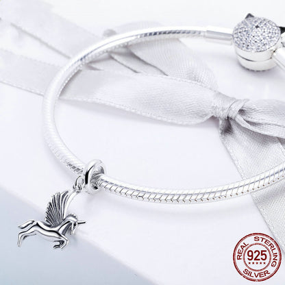 S925 Silver DIY Beads Unicorn Pendant SCC704