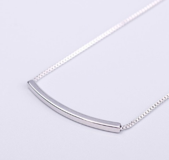 Jewelry curved tube Silver Necklace