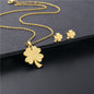 Fashionable Geometric Clover Necklace and Earring Set