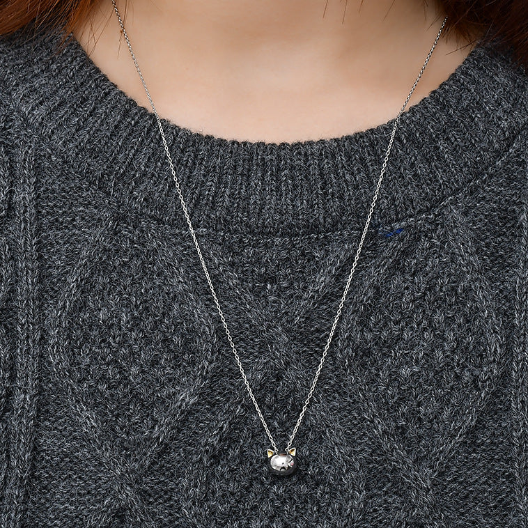Hollow Cat Necklace - S925 Silver Minimalist Design
