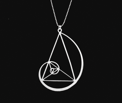 Geometric Triangle and Spiral Necklace with Fibonacci Pendant