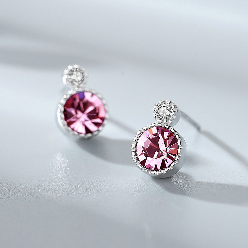 S925 Silver Stud Earrings with Swarovski Crystals