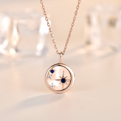 S925 Silver Natural Mother-of-Pearl Star Moon Necklace